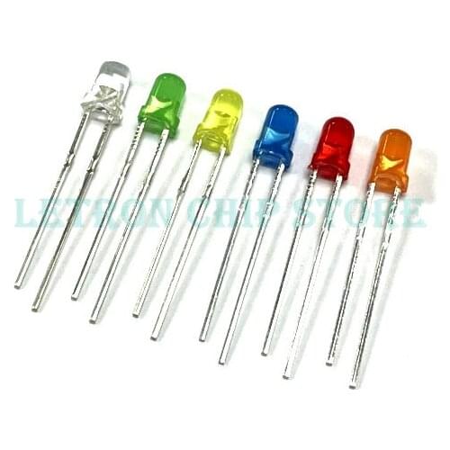 5Colors x20pcs =100pcs F3 Ultra Bright 3MM Round Water Clear Green/Yellow/Blue/White/Red LED Light Lamp Emitting Diode Dides Kit