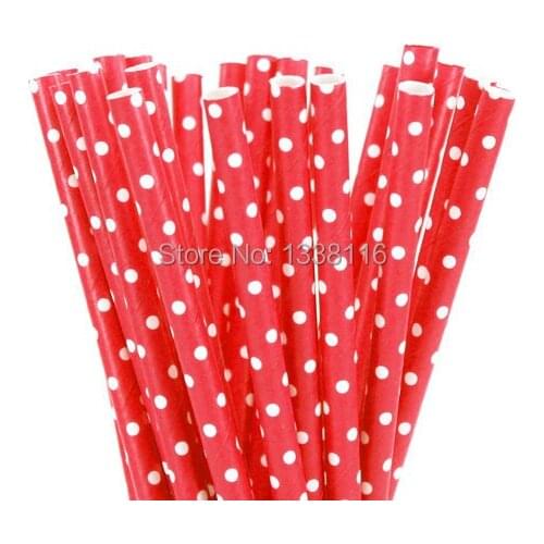 100pcs Red With White Mini Dot Paper Drinking Straws,Party Supplies Paper Drinking Straws Wholesale Online