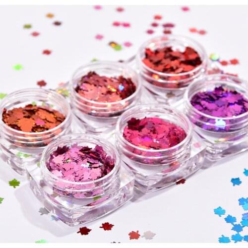 12Boxes/set Nail Art Holographic Sequins Chunky Ultra-thin Spangles Maple-Leaf Design Colorful Nail Laser Glitter Sequins #PR85