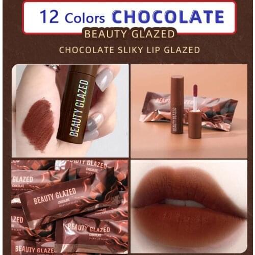 12 Shades Chocolate Lip Gloss Velvet Matte Liquid Lipstick Waterproof Lasting Girlfriend Gift Makeup Cosmetics TSLM1