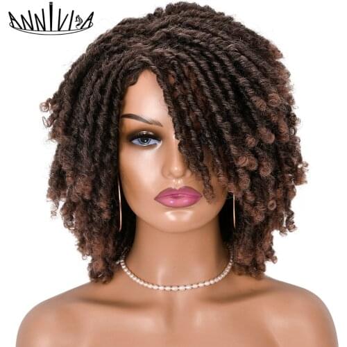 14inch Short Dreadlock Wig Afro Crochet Twist Hair Wigs For Black Women Curly Synthetic Naturel Soft Faux Locs Wig Annivia
