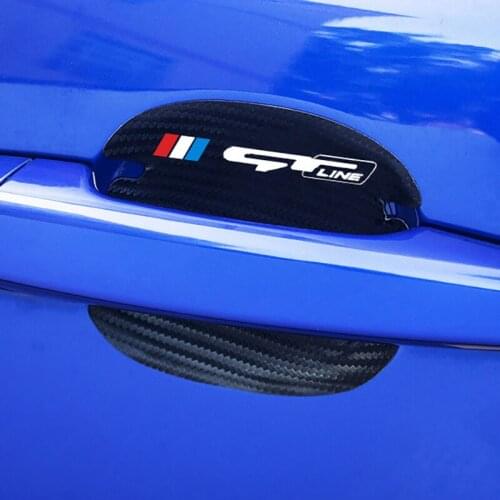 4Pcs Carbon Fiber Car Door Handle Scratch Protector Leather Stickers For KIA Ceed Rio Forte Sportage R Stinger GT GTLINE GTINGER