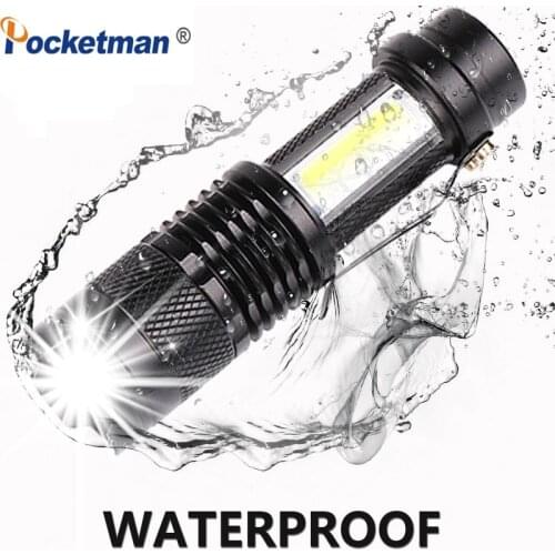 4200LM Mini USB Rechargeable Portable High Lumen Tactical Q5+COB Led flashlight,Built-in Lithium Battery for kids camping