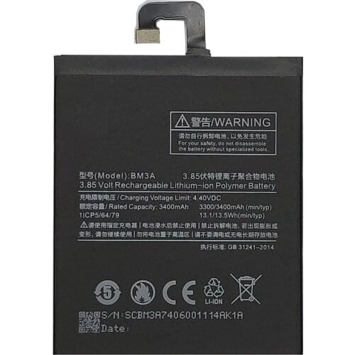 Battery BM3A For Xiaomi Mi Note 3 Mobile Phone Replace Bateria Lithium ion polymer battery