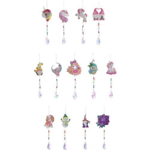 Diamond Painting Hanging Crystal Prisms Wind Chimes Decor Christmas Window Car Wind Chime Ornaments Diamond Painting Decor Gift