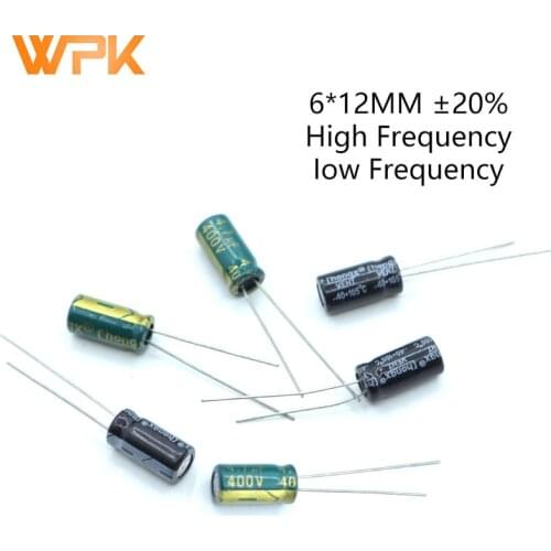 20Pcs 6*12 High Frequency Low ESR Aluminum Electrolytic Capacitor Set 10V 63V 100V 250V 400V 4.7UF 2.2UF 470UF 1UF Assorted Kit