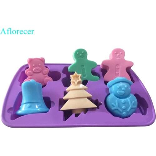 Big size Christmas soap Mold Snowman Bell Christmas Tree Gingerbread Man Shape Soap Mold Christmas DIY Crafts