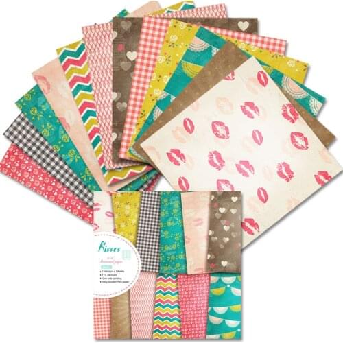 24 sheets 6"X6" Kisses Patterned Paper Pad Scrapbooking Paper Pack Handmade Paper Craft Background Pad Alinacraft