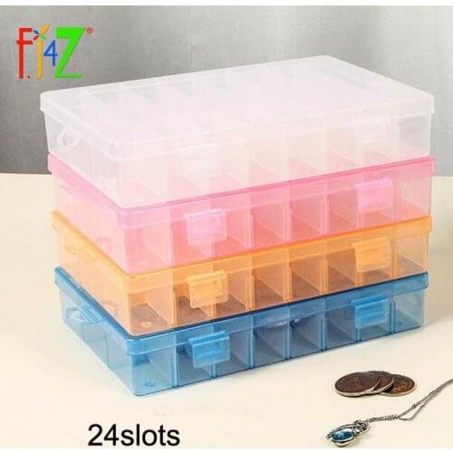 Jewelry Box 4colors DIY 24slots Small Accessories Rings Earrings Necklaces Drug Pill Portable Plastic Storage Case for Jewelries
