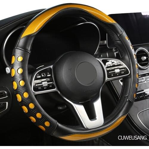CUWEUSANG Carbon Fiber Leather Car Steering Wheel Cover For Dodge Caliber Journey Ram 1500 Challenger Charger Nitro Durango