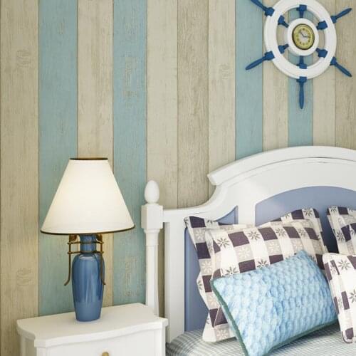 Mediterranean Style Wood Striped Non-woven Wallpaper Childrens Room Bedroom Den Living Room TV Background Wallpaper For Wall 3D