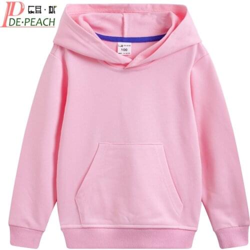 DE PEACH Autumn Winter Cotton Kids Girls Boys Hoodies Outerwear Teenager Children Hooded Pullover Sweatshirt For Baby Boy Girl