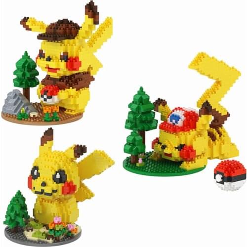 DIY mini ideas Anime Pokemon Detective Pikachu Elf ball Building Blocks Model Sets Bricks Classic Movie For Children Toys Gift