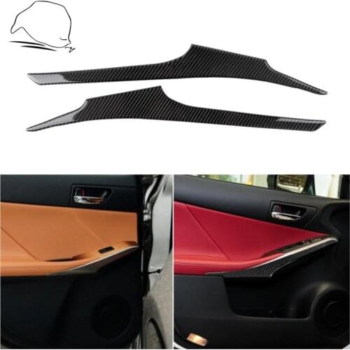 For Lexus IS250 300 350 200 T 2013-18 Carbon Fiber Both Side Door Armrest Panel Cover Sticker Inner Trim Strip Car Styling