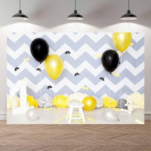 Seekpro Photography Background Happy birthdaqy party cartoon balloon grey theme birthday Backdrop Photo Background Photocall