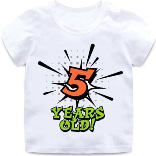 New boys and girls birthday number 1-5 letter Tshirt printing children summer parent-child clothes birthday gift digital T-shirt