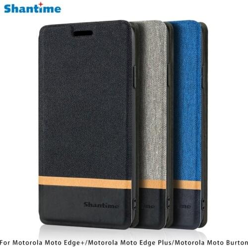 Canvas PU Leather Phone Case For Motorola Moto Edge+ Flip Case For Motorola Moto Edge Plus/Moto Burton Case Silicone Back Cover