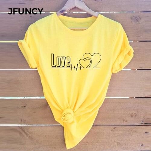 JFUNCY Plus Size Cotton T-Shirt New Harajuku Print T Shirt Women Tshirt Female Short Sleeve Tees Summer Woman Tops