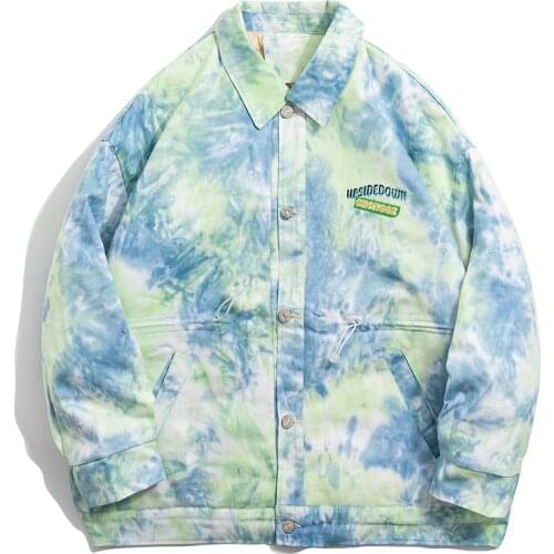 LACIBLE Hip Hop Tie-Dye Detachable Hood Thicken Winter Coat Men Women Streetwear Jacket 2021 Winter Harajuku Jackets