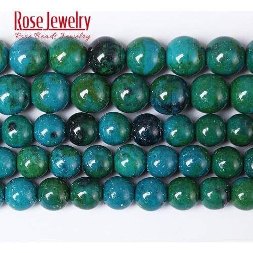 Fashion Round Beads Chrysocolla 4/6/8/10/12 mm Loose Spacer Stone Beads for DIY Bracelet Necklace Jewelry Making 15'' Strand