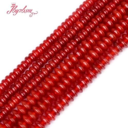 Natural Agates Red Rondelle Smooth Loose Bead Natural Stone Beads For DIY Necklace Bracelets Jewelry Making Strand 15" 3x6/4x8mm