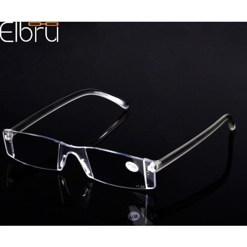 Elbru Integrally Frameless Reading Glasses Men Women Ultralight Resin Magnifying Eyewear Portable Presbyopic Glasses +1.0 +4.0