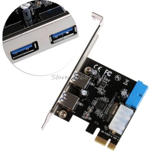 2 Ports PCI Express USB 3.0 Front Panel with Control Card Adapter 4-Pin & 20 Pin Brand New Drop Shipping