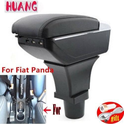 For Fiat Panda Armrest Box For Fiat Panda Central Store Content Storage Box with Cup Holder Ashtray USB Interface