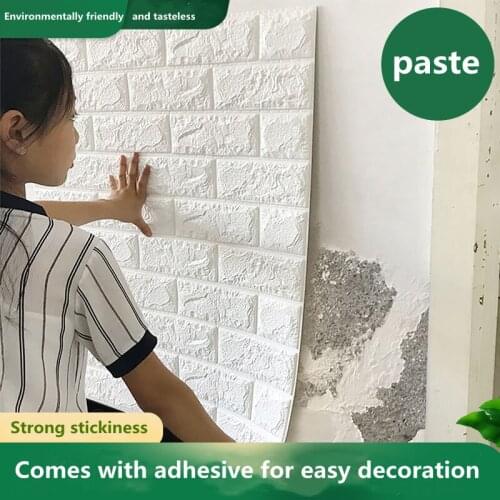 10Pcs Self Adhesive Wallpaper Peel and Stick 3D Wall Panel Living Room Brick Stickers Bedroom Kids Room Brick Papers Home Decor