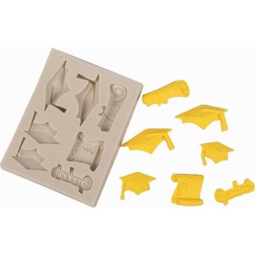 DIY Graduate Silicone Molds Owl Bachelor Cap Fondant Mold DIY Party Cake Decorating Tools Candy Clay Chocolate Gumpaste Moulds