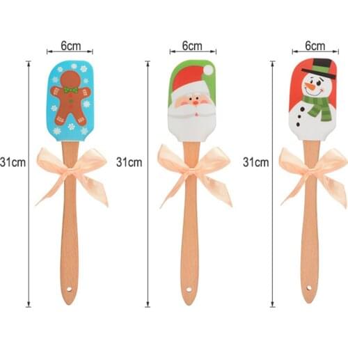 Butter Silicone Spatula Beech Wood Handle Kitchen Baking Tool Christmas Gift