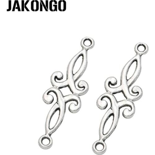 JAKONGO Antique Silver Plated Flower Connector for Jewelry Making Bracelet Accessories DIY Handmade Craft 30x9mm 20pcs