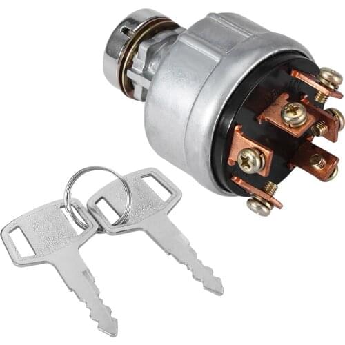 Silver Plastic Metal Ignition Starter Switch with 6 Terminal Wire Digger 2 Keys fit For Kobelco SK200-3 SK200-5 SK120-5