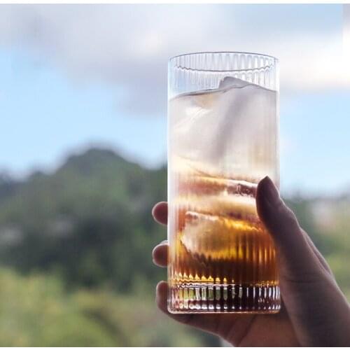 Japanese Style Handmade Hammered Pattern Glass Cup Household Thick Bottom Juice Cool Drinks Cup Beer Whiskey Iced Coffee Cup