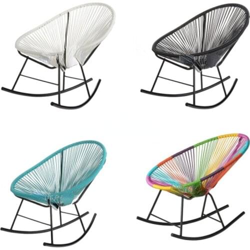 Nordic Rattan Chairs Outdoor Balcony Recliner Living Room Cafe Simple Leisure Chairs Plastic Rattan Rocking Chair Beach Chair