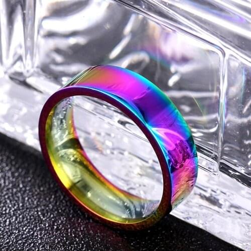 6MM Titanium Band Brushed Wedding 18KGP Stainless Steel Solid Ring Men Women Personalized Ring Customize Ring Engraved Ring