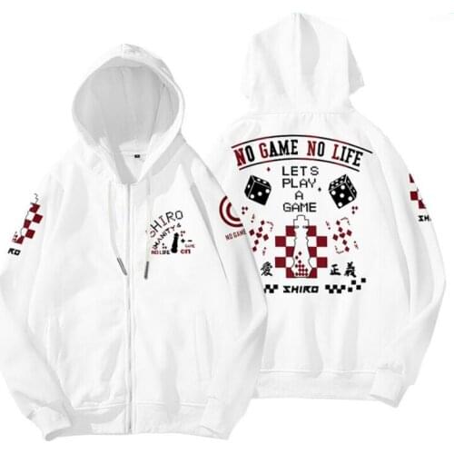 Japan Anime NO GAME NO LIFE 3D Print Zip Up Women/Men Hoodies Sweatshirt Streetwear Hip Hop Hooded Zipper Jacket Cosplay Costume