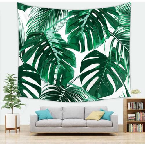 Tropical Green Color Tree Leaf Carpet Mat Wall Hanging Tapestry Bohemian Home Decor 100x70cm 150x130cm 150x150cm 200x150cm
