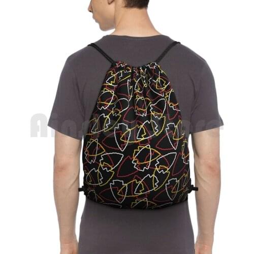 Chiefs Arrowhead Pattern On Black Backpack Drawstring Bag Riding Climbing Gym Bag Chiefs Kansas City Kc Kc Chiefs Arrowhead