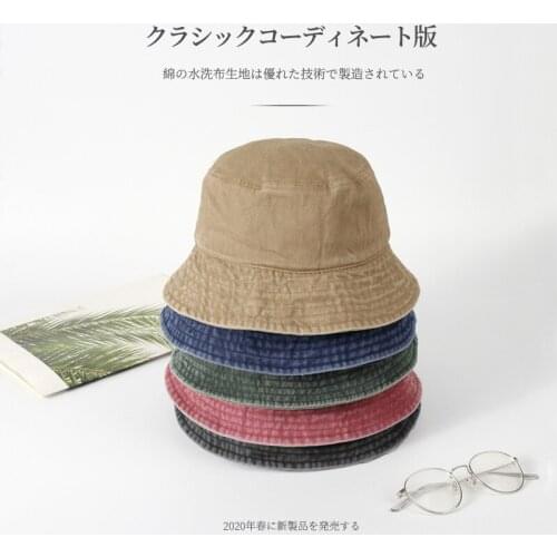 2021 New Spring Washed Denim Fashion Bucket Hat Khaki Pink Black 5 Color Optional Man and Woman Cowboy Hat Sunhat Wholesale
