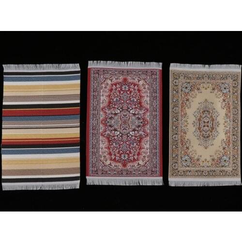 3pcs 1/12 Vintage Turkish Style Carpet Area Rug Dolls House Room Garden Life Scenes Decoration, Birthday/ Christmas Gift