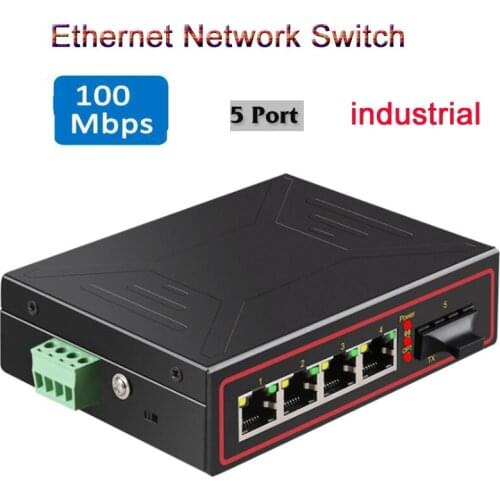 Fiber 5 Port industrial Network switch Full or Half duplex Exchange Network Switch Ethernet Switcher 10/100Mbps LAN Hub Adapters