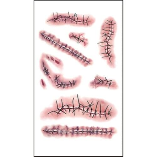 5pcs/lot Temporary Tattoo Sticker New Design Scar Abstract Figure Body Art Waist/ Arm Tattoo for Men and Female