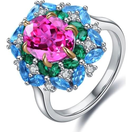 Anster High-end Jewelry S925 Lab Created Pink Sapphire Sterling Silver Fashion Style Rings Wholesale Price