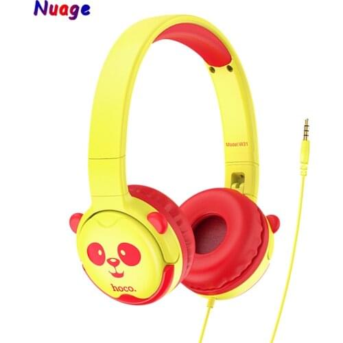 W31 Childrens Wired Headphones With Microphone 85dB Over-Ear Cartoon Headphone 3.5MM Jack for Kids Girls Mobile Phone Gift