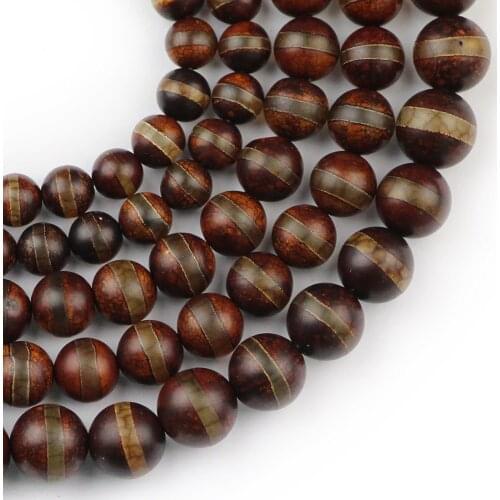 YHBZRET Natural stone brown Stripe Spacer 8/10/12MM Round Loose Beads For Jewelry making DIY Bracelet Accessories finding