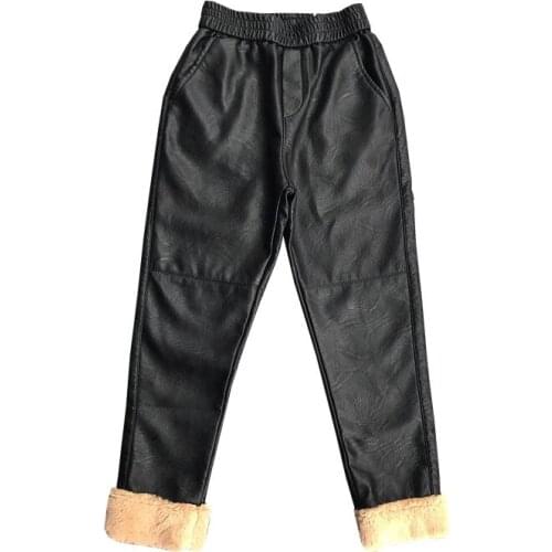 Winter fashion womens thick genuine leather pants high waist casual Sheep skin trousers female velvet black pencil pants F522