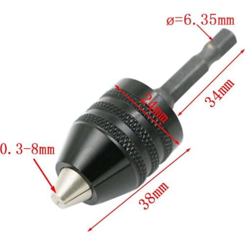 1/4 Inch Keyless Chuck Drill Bits 0.3 - 8mm Hex Shank Universal Quick Screwdriver Change Convertor Impact Driver Adaptor