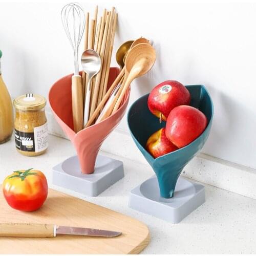 1pcs Plastic Storage Rack Funnel Kitchen Vegetable Fruit tableware Drain Rack Multifunctional Filter Punch-free shelf Organizer
