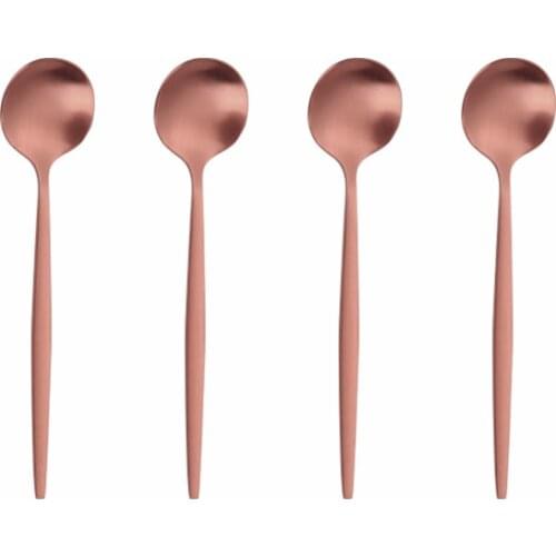 4 Pcs Coffee Spoons Matte 304 Stainless Steel Ice Cream Honey Spoons Flatware Coffee Drinking Tools Kitchen Gadget Teaspoons Set